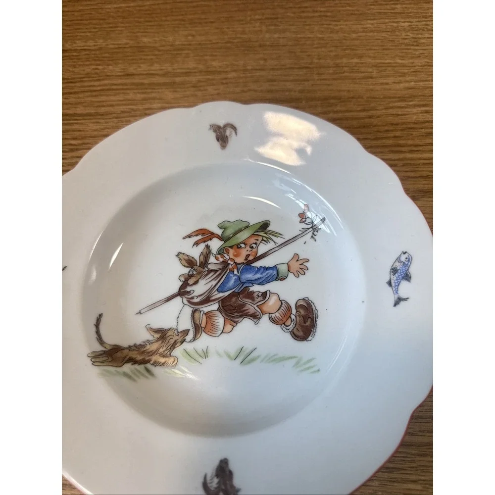 WUNSIEDER‎ Child's Bowl Little Boy with Knapsack And Dog Bavaria Germany